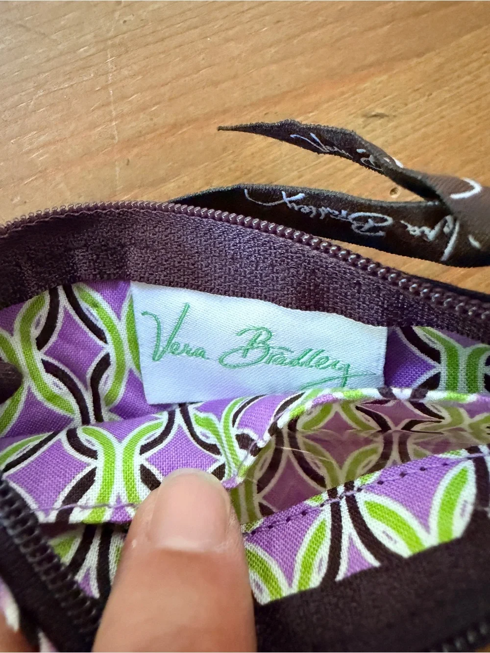 Vera Bradley Retired Vintage Purple Punch Pattern ID Wallet Split Keychain